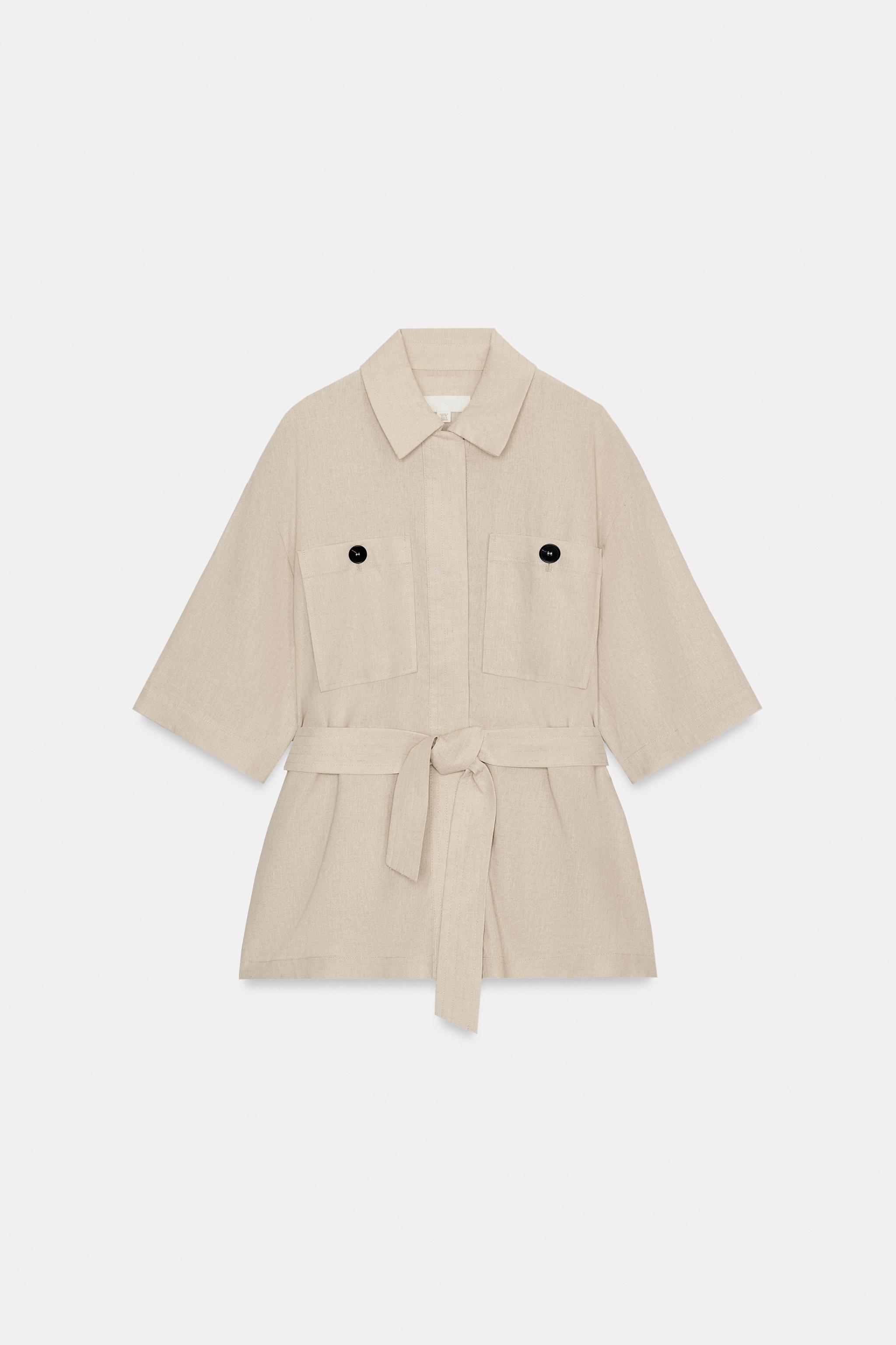 VESTE SAFARI EN LIN AVEC CEINTURE